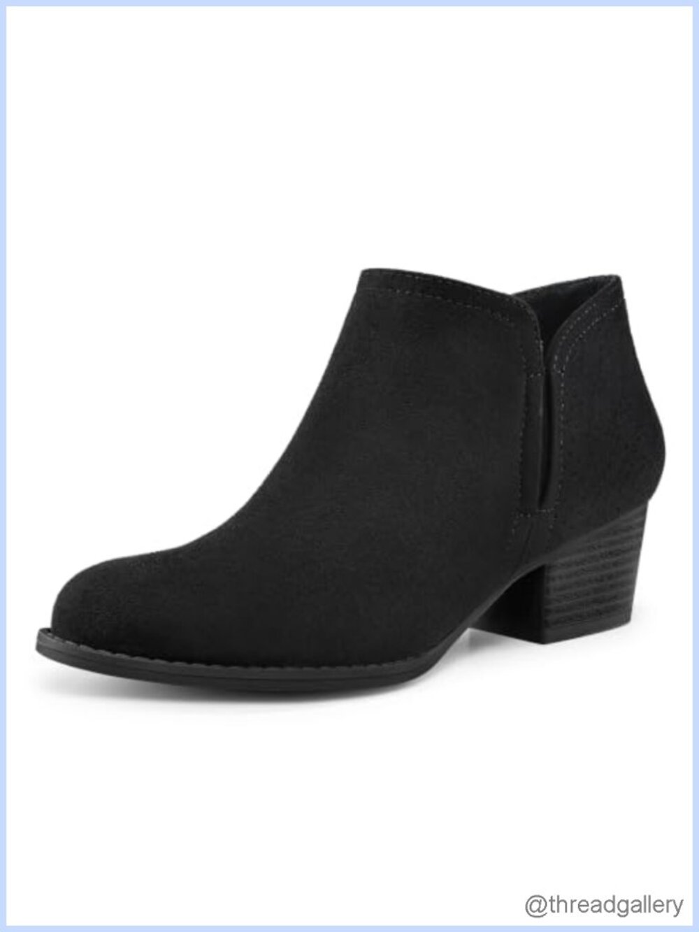Women's Ankle Boots Low Chunky Stacked Heel Booties with Side Zip